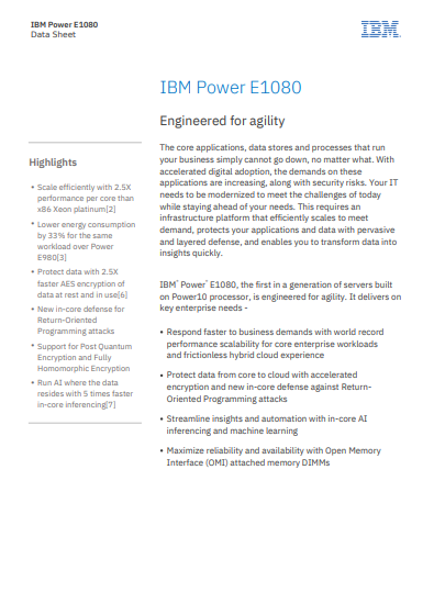 IBM Power E1080 Engineered for agility